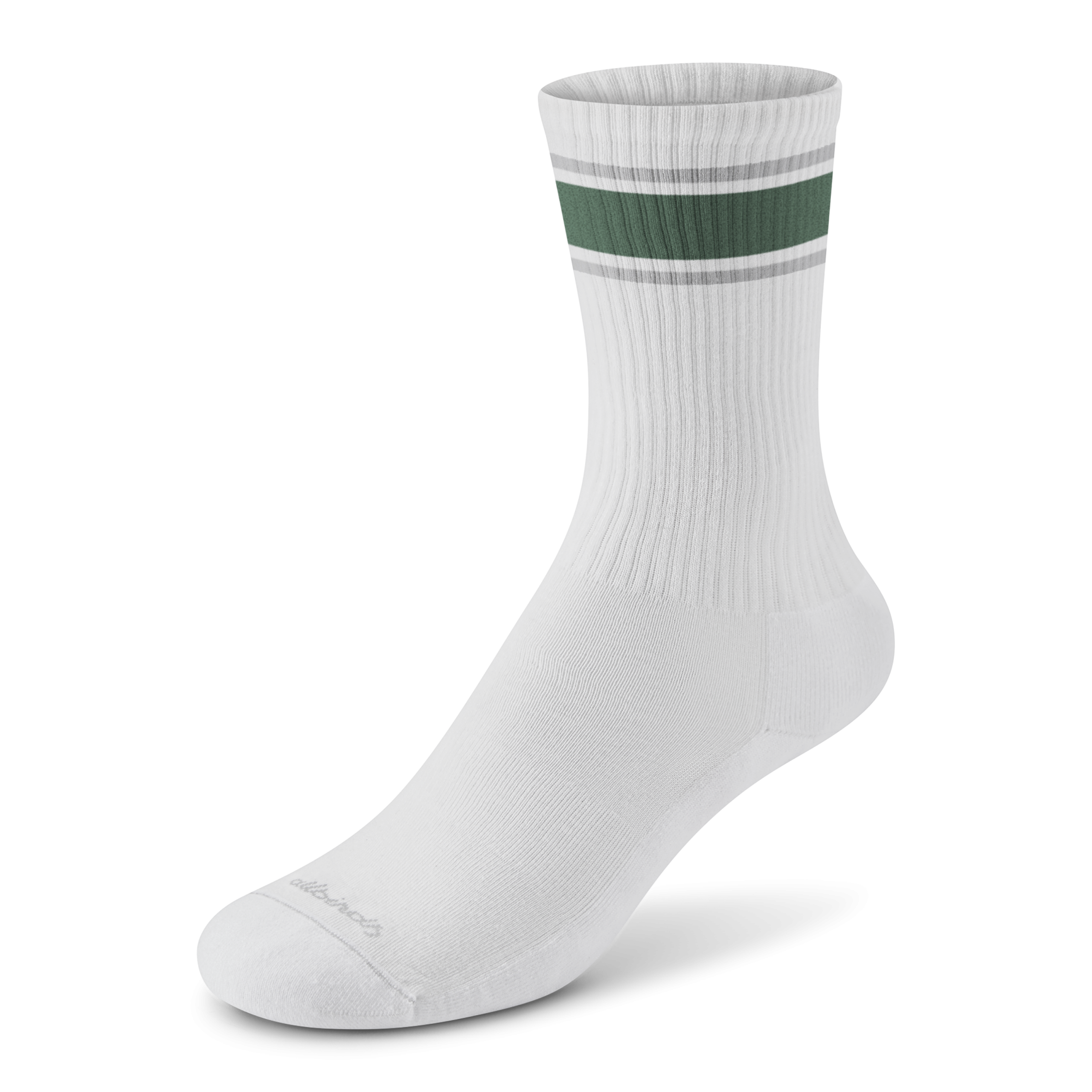 Anytime Crew Sock - Blizzard, Verdant Green (Light Grey Sole)